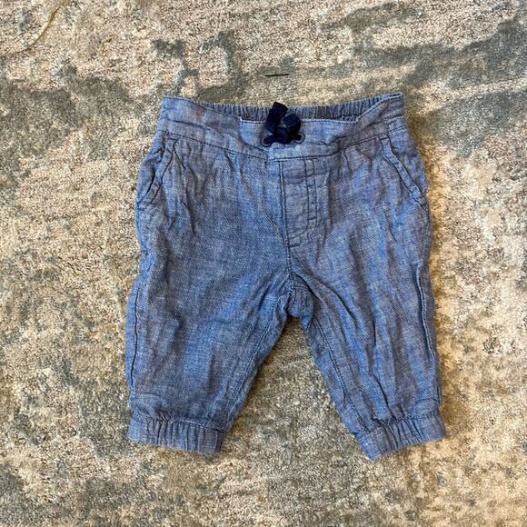 Janie and Jack Balto Blue Baby Linen Joggers 0-3 Months - Picture 7 of 7